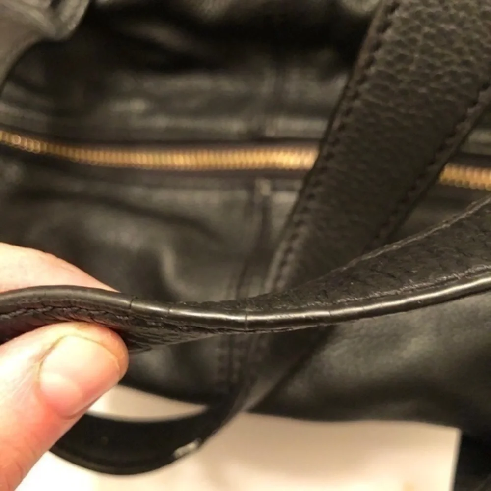 Michael kors black leather slouchy tote bag